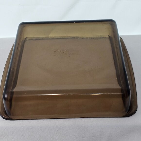 Pyrex Square Brown Baking Dish 8" Fireside glass casserole 2lt/qt cake pan 222 - Picture 6 of 9